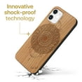thumbnail image 3 of Case Yard Wooden Case Outside Soft TPU Silicone, Slim Fit Shockproof Wood Protective Phone Cover for Girls Boys Men and Women, Supports Wireless Charging Mini Mandala Design case for iPhone-11, 3 of 7