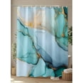 thumbnail image 4 of Fsddascl Turquoise Marble Shower Curtain Set - Long 72" x 84" Washable Bathtub Curtain with 12 Hooks, Farmhouse Abstract Ombre Texture Waterproof Fabric Stall Shower Curtains for Bathroom/Bathtub, 4 of 6