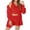 Red, variant on Uaswgudfs Women's 3 Piece Fuzzy Plush Loungewear Set Fluffy Pajama Sleepwear Jacket Crop Top Shorts Cozy Comfortable Home Clothes Winter Soft Warm Pajama Set