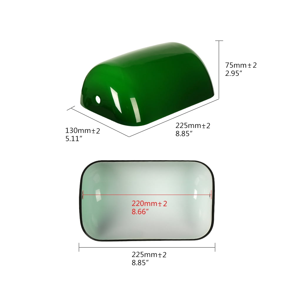 Green banker glass lamp replacement shades,Desk Lamp Green Glass Cover-("8.85 IN " L "5.11 IN" W "2.95 IN" H)