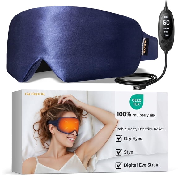 FACEMOON Heated Eye Mask for Dry Eyes – Electric USB Heat Mask for Blepharitis, Chalazion, Eye Fatigue