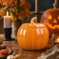 thumbnail image 3 of ICQOVD Ceramic Pumpkin Canister with Lid Fall Harvest Storage Jar Candy Cookie Container Kitchen Counter Halloween Decor, 3 of 6