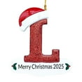 thumbnail image 2 of Personalized Initial Xmas Tree Ornament A-Z,2025 Christmas Letter Ornament,Red Glitter Santa Hat,4.1in Hanging Decoration for Christmas Tree, 2 of 6