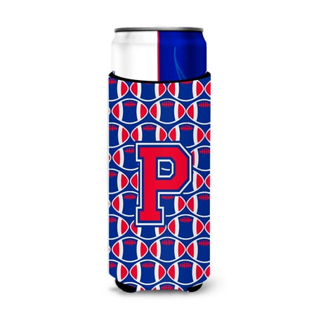 

Carolines Treasures CJ1076-PMUK Letter P Football Crimson and Yale Blue Ultra Beverage Insulators for slim cans Slim