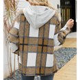thumbnail image 4 of Mujer Cárdigan Sudadera Elegante Casual Otoño Invierno Color Bloqueo A Cuadros Mujer Casual Sudadera Con Capucha Caqui M, 4 of 6