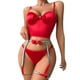 thumbnail image 1 of Gibobby Conjunto ropa interior mujer Conjunto de lencería for Mujer Conjunto de lencería con Liguero y corpiño de Encaje Floral(Rojo, G), 1 of 5