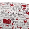 thumbnail image 3 of Vintage Valentine Pouf Cover with Zipper, I Love You in Several Languages with Paint Drops and Hearts, Soft Decorative Fabric Unstuffed Case, 30" W X 17.3" L, Vermilion Plum Off White, by Ambesonne, 3 of 5