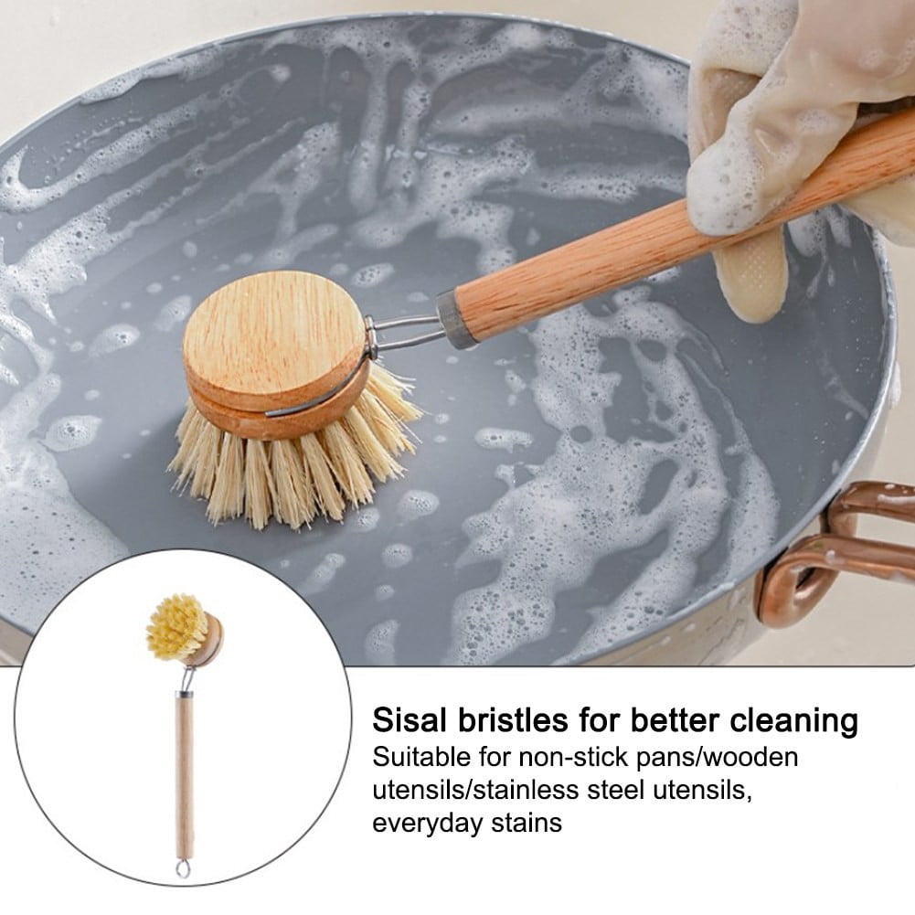 Lot De 3 Brosses à Vaisselle En Bois - Poils Naturels - Têtes Interchangeables - Fabriqué En Allemagne - 5
