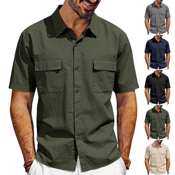 Vetsdori Mens Pockets T-Shirts Outdoor Casual Summer Short Sleeve Plain Stylish Shirts for Men