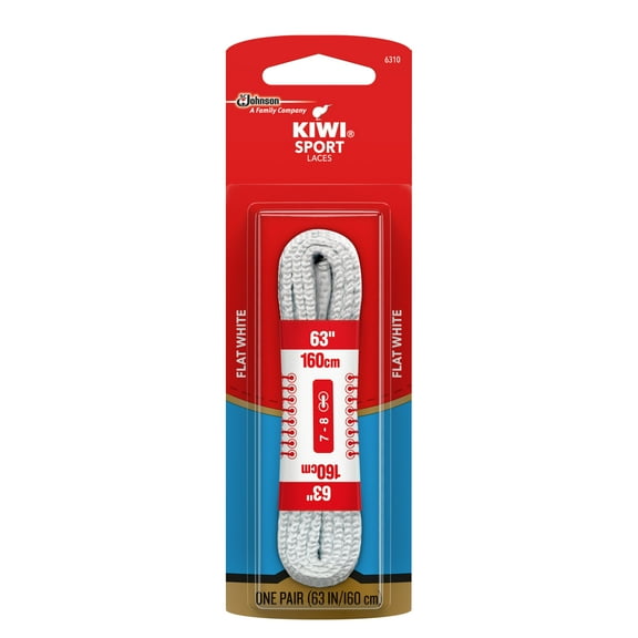 KIWI Sport Flat Laces, White, 63", 1 pair