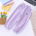 thumbnail image 2 of 5-6 Years Juniors Girl's Bowknot Baggy Sweatpants Lightweight Straight Leg Athletic Pants With Pockets Cargo Pants for Fall and Winter Purple Casual Pants, 2 of 9