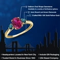 thumbnail image 2 of Gem Stone King 10K Yellow Gold Red Created Ruby and Blue Diamond 3-Stone Ring for Women | 1.55 Cttw | Oval 8X6MM | Gemstone July Birthstone | Size 5, 2 of 6