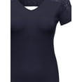 thumbnail image 3 of FashionOutfit Women's Plus Size Back Lace V-Neck Tee Shirt, 3 of 3
