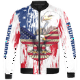 thumbnail image 2 of Lotusprinthandmade Personalized Patriotic US Flag Eagle Bomber Jacket S-5XL Multicolor (S), eagle with us flag bomber, eagle patriotic outerwear, us eagle bomber jacket, 2 of 5
