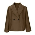 thumbnail image 6 of Crunowin Cropped Pea Coats for Women, Oversized Wool Blend Short Jackets Lapel Fall Winter Outerwear Outfits Coffee 2XL, 6 of 8
