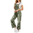 thumbnail image 2 of Ruohan Women's Floral Denim Overalls Adjustable Straps Wide Leg Fringe Hem Jumpsuit, 2 of 6
