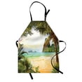 thumbnail image 1 of Ocean Apron Palm Coconut Trees and Ocean Waves Mountains on Paradise Island Beach Image, Unisex Kitchen Bib Apron with Adjustable Neck for Cooking Baking Gardening, Green Brown Cream, by Ambesonne, 1 of 3