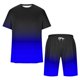 thumbnail image 4 of Mens Pantalones Casuales Cuello Redondo Impresión de Manga Corta Blusa Y Pantalones Cortos Traje, Pantalones de Traje para Hombres, 4 of 5