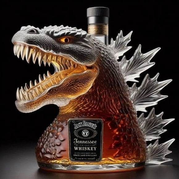 Artistic Whiskey Decanters Set – Handcrafted Animal-Shaped Glass Bottles, Striking Novelty Bar Display & Sophisticated Decorative Liquor Container-Godzille10oz