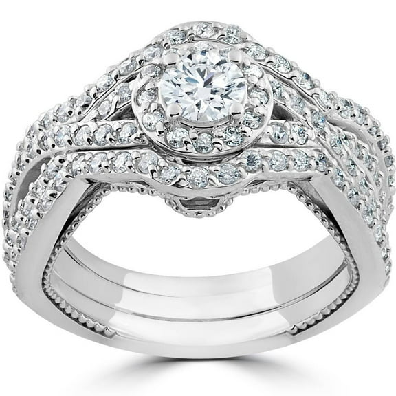 Vivid Jewelry 14K White Gold Plated Rings for Her - 1 Ct Round Cut Diamond Rings - Engagement Wedding Prong Setting Ring for Women's - Gorgeous Anniversary Gift for Women's - Party Wear Diamond Ring