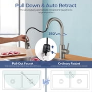 TVOFEK Kitchen Faucet with Soap Dispenser, Stainless Steel Brushed Nickel Kitchen Sink Faucets with Pull Down Sprayer fit 1 or 3 Hole, Single Handle Faucet for RV Bar Laundry Camper