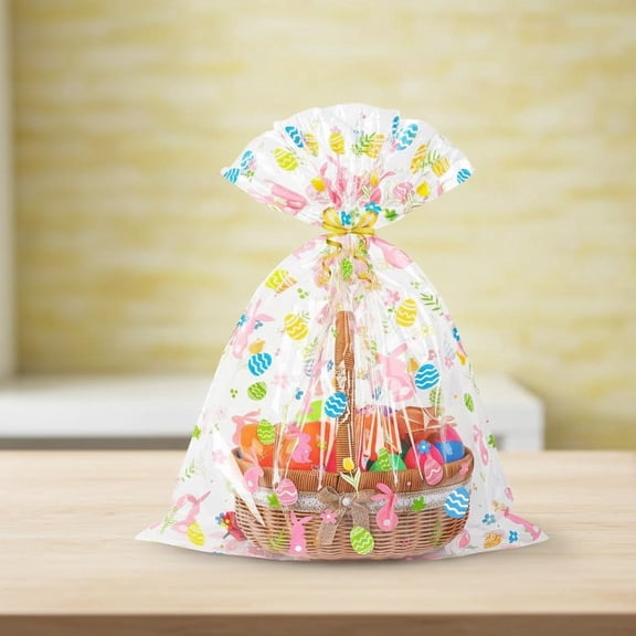 Easter Bags Large Cellophane Bags Cellophane Wrap for Gift Baskets Clear Plastic Wrapping