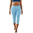 thumbnail image 3 of Ihhxva Women's Capri Pants 3/4 Length Cuffed Ankle Relaxed Fit Elastic Waist Yoga Pockets Stretchable Summer Jogger Leggings Gym Daily Wear S-2XL, 3 of 9