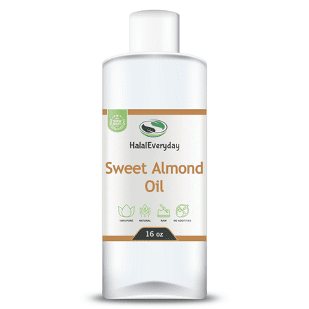 Sweet Almond Oil 16 oz. - Organic Pure Natural VirginCold Pressed Oil By HalalEveryday
