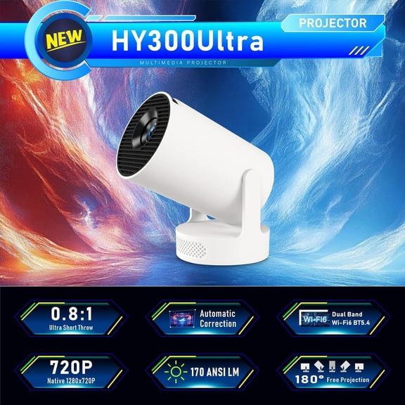 Projector HY300Ultra with WiFi 6  5.4 4K Support Android 11 Portable Home Theater