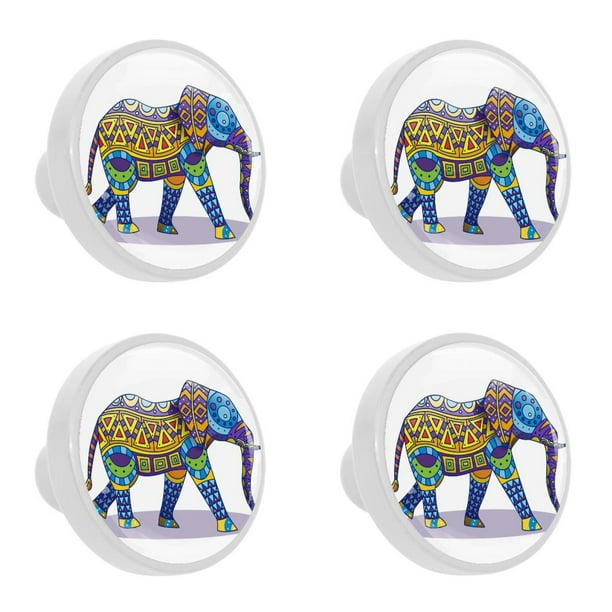 Ownta 4Pcs Kitchen Knob Round Colorful Elephant Knobs Closet Drawers Dresser Pull Handle