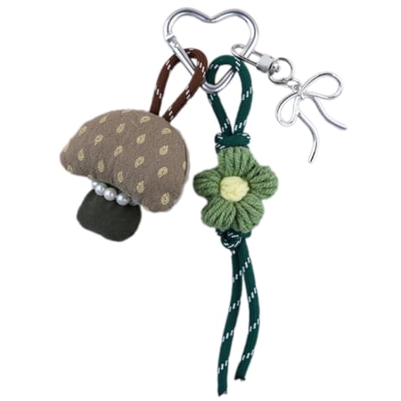 Cartoon Mushroom Keyholders Flowers Keychain Heart Keyrings Creative Bag Charm Handbag Charm for Women Girls