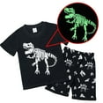 thumbnail image 2 of MEZZALL Boys Dinosaur Outfits Sets Glow In The Dark Print T-Shirt And Shorts 2PCS Summer Casual Play Clothes For Toddlers Comfortable Elastic Fabric 3-4 Years Cozy Kids Wear, 2 of 5