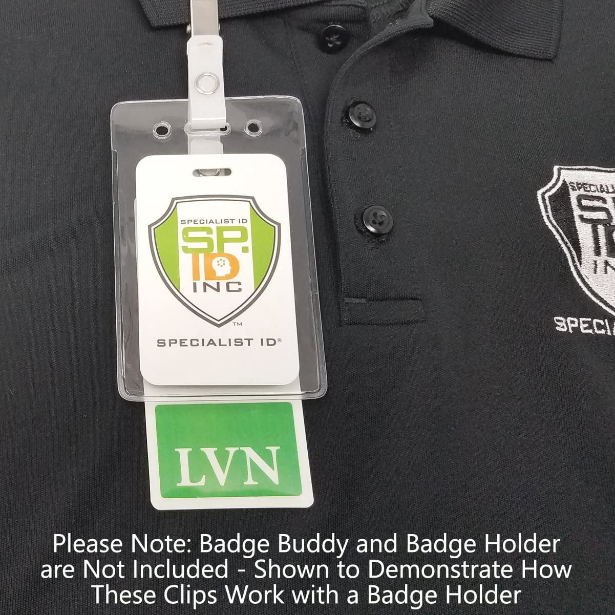 Bulk 100 Pack - Dual Strap ID Badge Clip with Two Reinforced Straps - Perfect for Badge Buddies - Holds Two Identification Cards and Clips to Pocket or Scrubs by Specialist ID