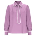 thumbnail image 4 of Women's Tie Neck Elegant Blouse Dressy Casual Loose Long Sleeve Lapel Collar Work Top Lightweight Casual Business Outfits Office Shirts Going Out Tops 2026 Spring Fall Clothes, 4 of 6