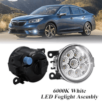 Pair Round LED Fog Lights for Subaru Legacy 2010-2024, 55W White Clear Off-Road Lamps Black Front Bumper LED Fog Lights Assembly