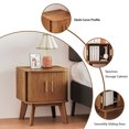 thumbnail image 3 of Pusnapku Bedside Table, 21" Fluted Nightstand with Storage and Sliding Door, Wooden Curved End Table, Small Accent Side Desk for Bedroom, Living Room, 3 of 9