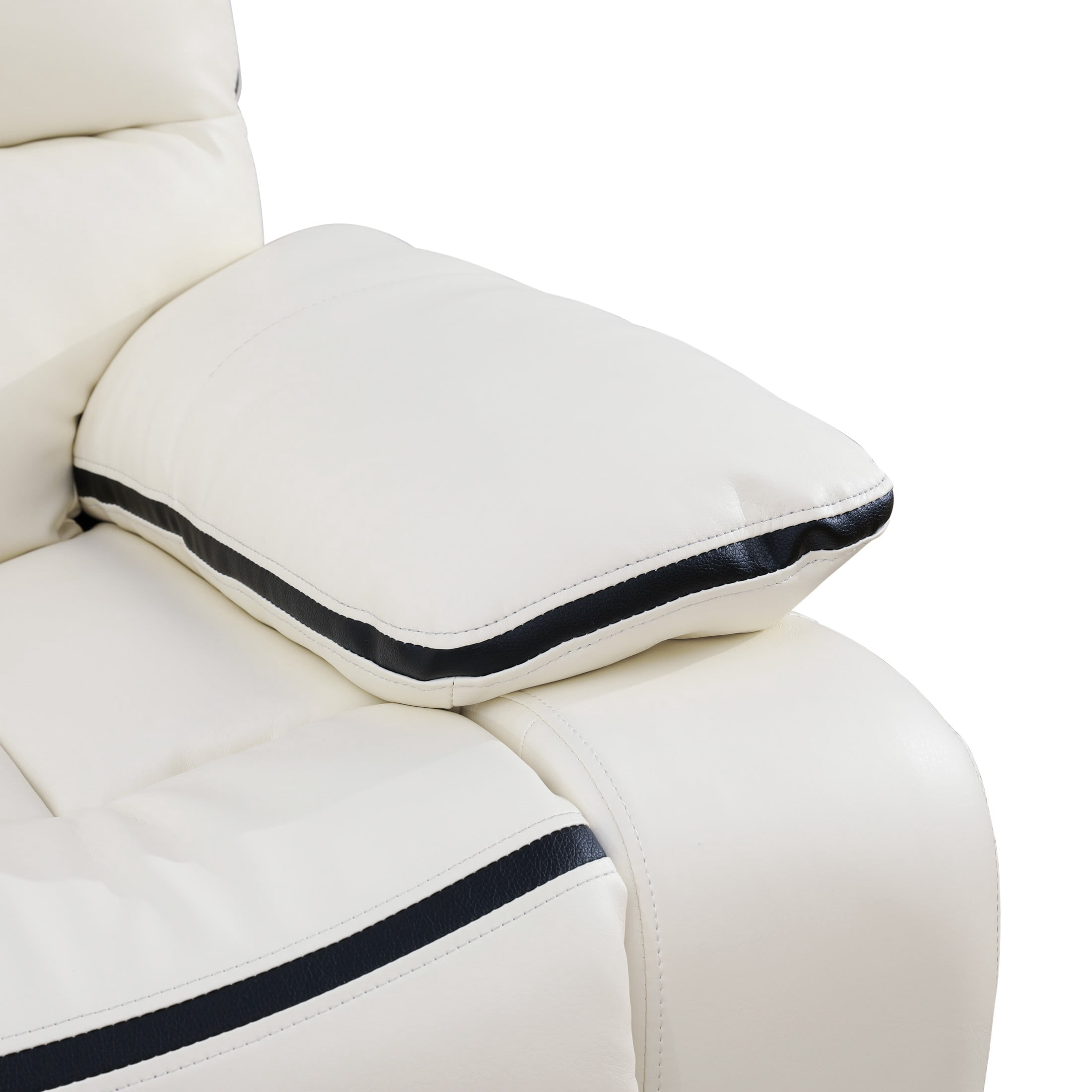 Aukfa Double Recliner Loveseat Sofa, Overstuffed Loveseat with Cupholder for Living Room, White