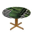 thumbnail image 3 of WYYP Palm Leaf Pattern Round Table Cover 100% Polyester Fiber Great for Home Kitchen/Parties/Holiday Dinner White, 3 of 8
