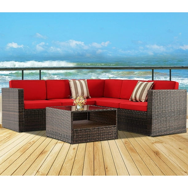 SUNCROWN Outdoor Patio Furniture Sectional Wicker ...