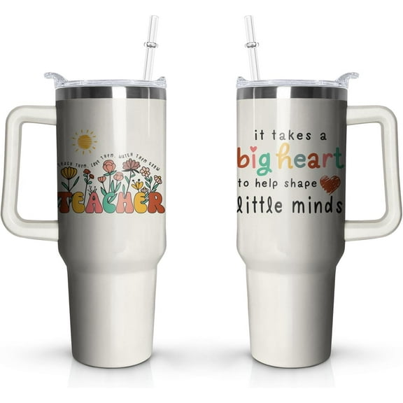 Teacher Tumbler 40oz With Handle & Straw Lid - Teacher Gifts for Women - Teachers'' Day Gifts, Teacher Appreciation Gifts - Gifts for Teachers New Teacher Gifts - Teacher Practitioner Gifts for Women
