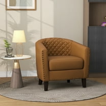 UIXE Accent Chairs Modern Upholstered Armchair Comfy Faux Leather Single Sofa for Bedroom, Coffee