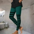 thumbnail image 6 of Idoravan Leggings for Women Women's Striped Print Leggings Sports Fitness Pants Solid Colored Casual Tight Fitting Tight Peach Hip Yoga Pants Stretch Pants Green S, 6 of 10