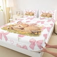 thumbnail image 3 of Homewish Cartoon Bowknot Deer Twin Sheet Sets for Teens, Pink Flower Floral Twin Fitted Sheet, Magic Kawaii Animal Flat Sheet, Luxury Bedroom Decor, 3 Pieces, 3 of 7
