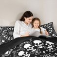 thumbnail image 4 of Castle Fairy Boho Gothic Skull Full Size Comforter Sets 3-Piece,Traditional Floral Bedding Comforter Set,Black Ivorys,1 Comforter and 2 Pillowcases,Black Reversible, 4 of 6