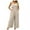 Beige, variant on Dasayo Women Solid Bib Overalls Loose Fit Wide Leg Jumpsuits Casual Rompers with Pockets
