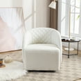 thumbnail image 5 of Swivel Chair Teddy Fabric Solid Wood Frame Comfy Accent Sofa Chair Corner Chairs For Living Room Bedroom Hotel Office, 5 of 9