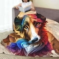 thumbnail image 6 of Honeii Colorful Art Dog Print Fleece Blanket - Throw Blanket for Bed, Sofa, Couch, Camping, and Travel , Microplush Ultra Soft Warm Blanket-60"x50", 6 of 7