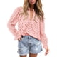 thumbnail image 1 of BLUSA PRETTYGARDEN Mujer Manga Abullonada de Encaje Cuello en V Rosa S, 1 of 7