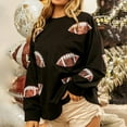 thumbnail image 4 of BODOAO Womens Sparkle Football Sequin Rugby Sweatshirt Game Day Y2K Crewneck Oversized Shirt Long Sleeve Loose Pullover Sequin Rugby Sweatshirt Crewneck Oversized Shirt Fleece Pullover Black L, 4 of 8
