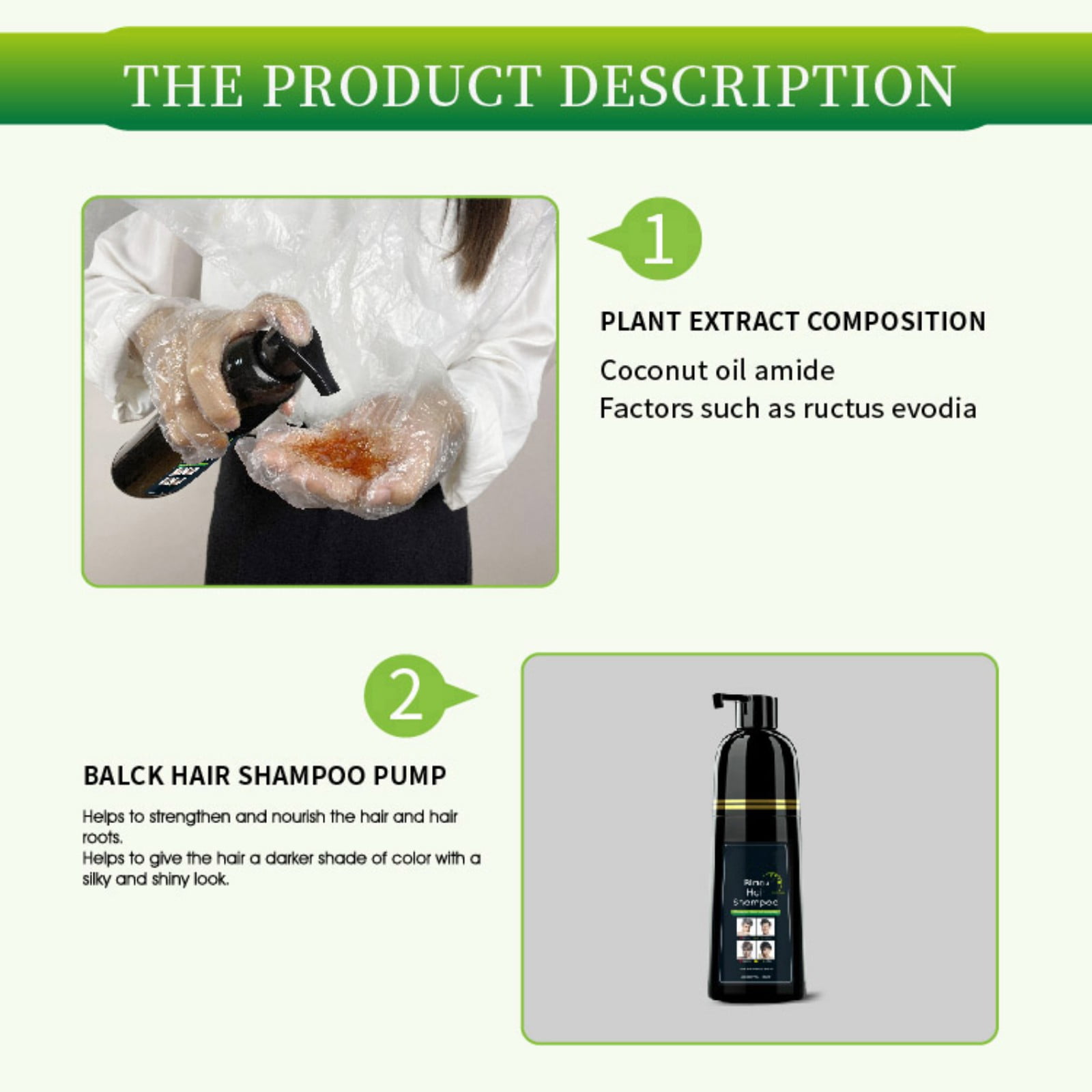 Black Hair Dye Shampoo Instant Black Hair Shampoo for Natural Hair, Hair Dye Shampoo for Men and Women Black Color/Simple to Use/Lasts